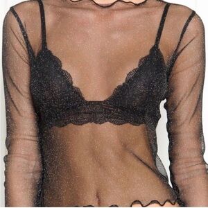 Brandy Melville Black Sparkly Sheer Top